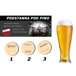 Podstawka pod szklankę, piwo drewniana z grawerem