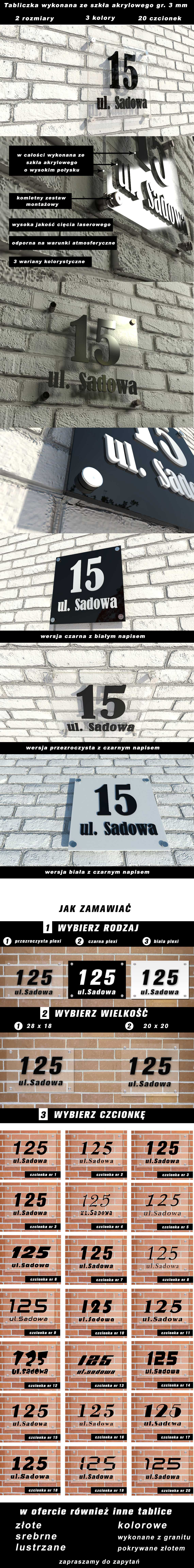 tablica na dom numer domu z plexi ze szkła akrylowego elegancka